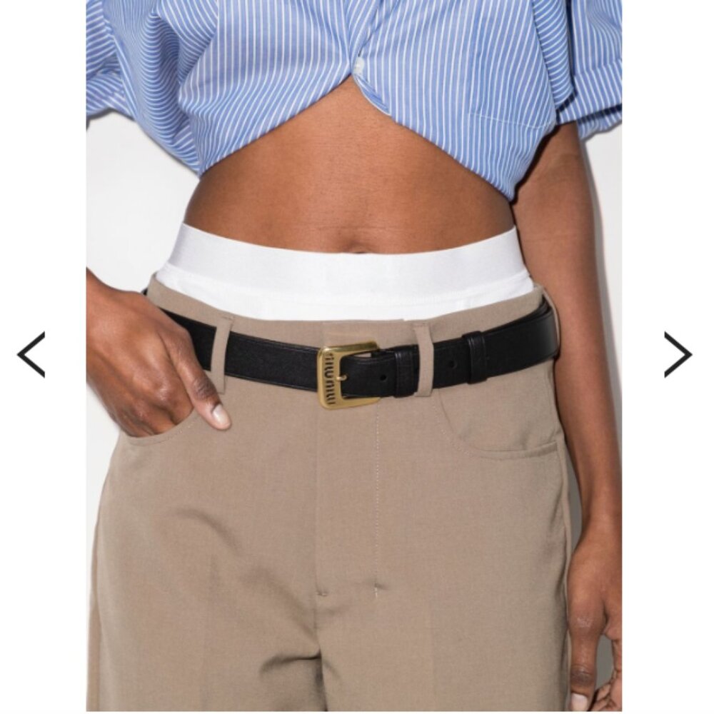Miu Miu Logo-embellished Leather Belt